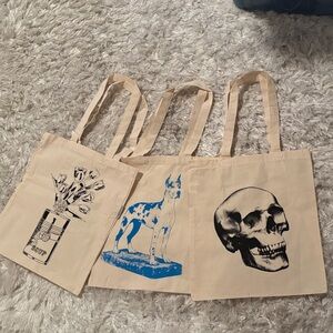Make offer 100% Organic Canvas Tote Bags Andy Warhol Set of 3 Screen Prints NEW